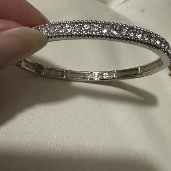 Crystal Encrusted Bangle-Silver Toned - Picture 3 of 15